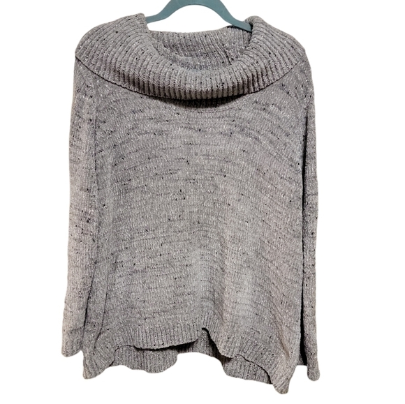 Calvin Klein size 1X gray sweater cowl neck polyester soft and cozy - Picture 1 of 9